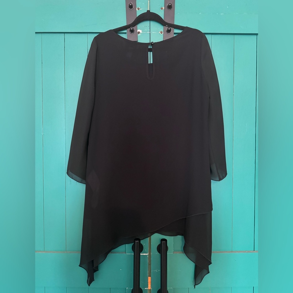 Joseph Ribkoff Black & Metallic Embroidered Blouse, Sz 10 - Picture 2 of 5